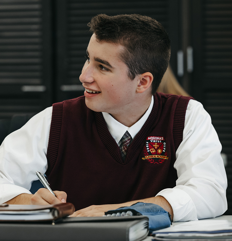 Student working in class